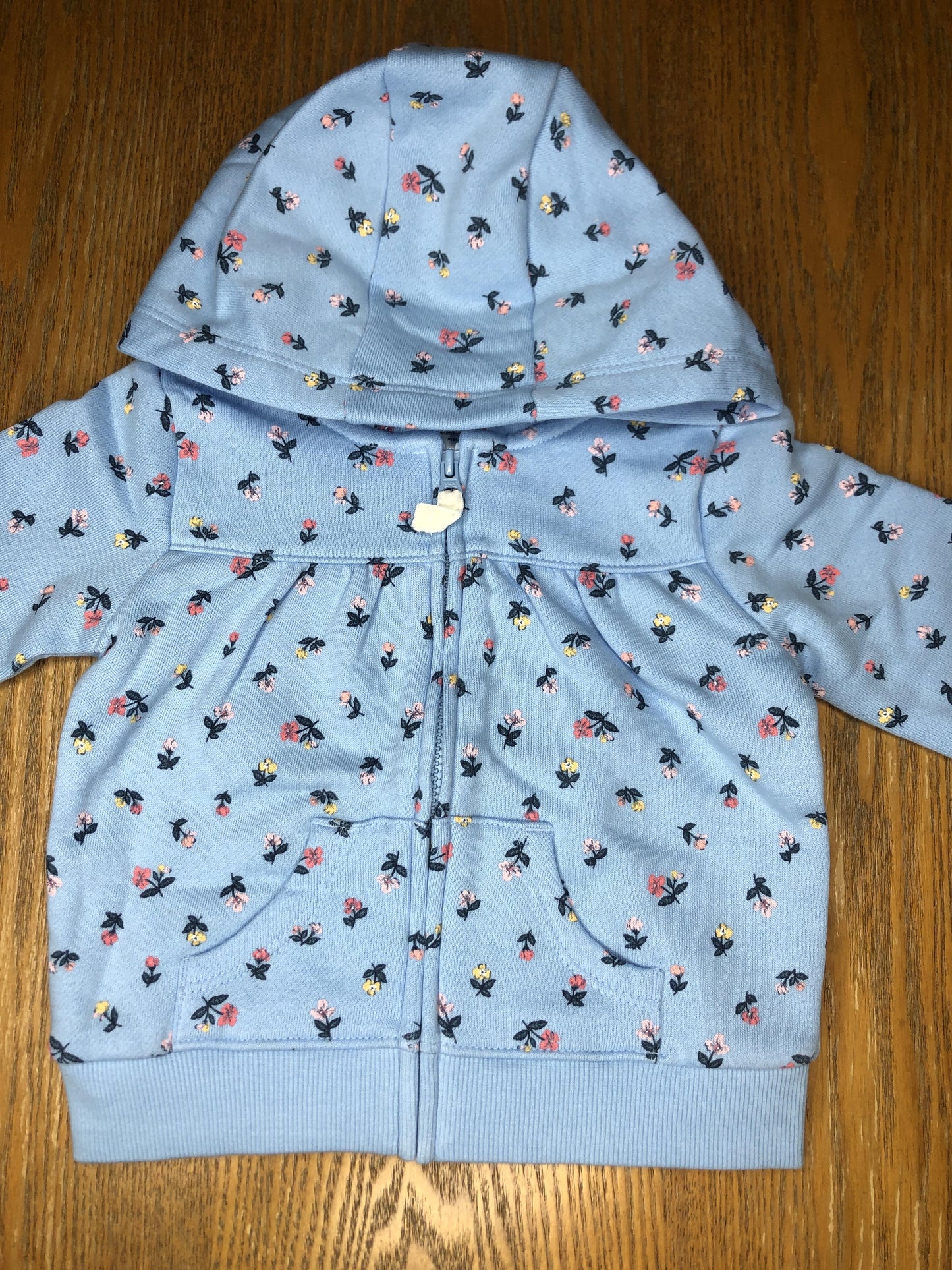 Carters Girls Light Blue | Pink floral Hoodie Size: 9 months Light Blue | Pink floral
