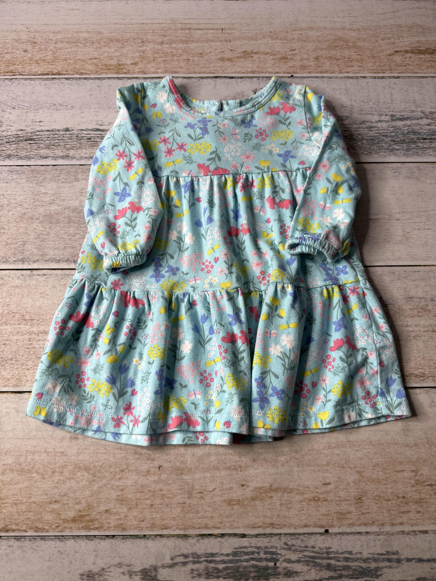 Carters Girls Light Blue | Pink floral Dress Size: 12 months Light Blue | Pink floral