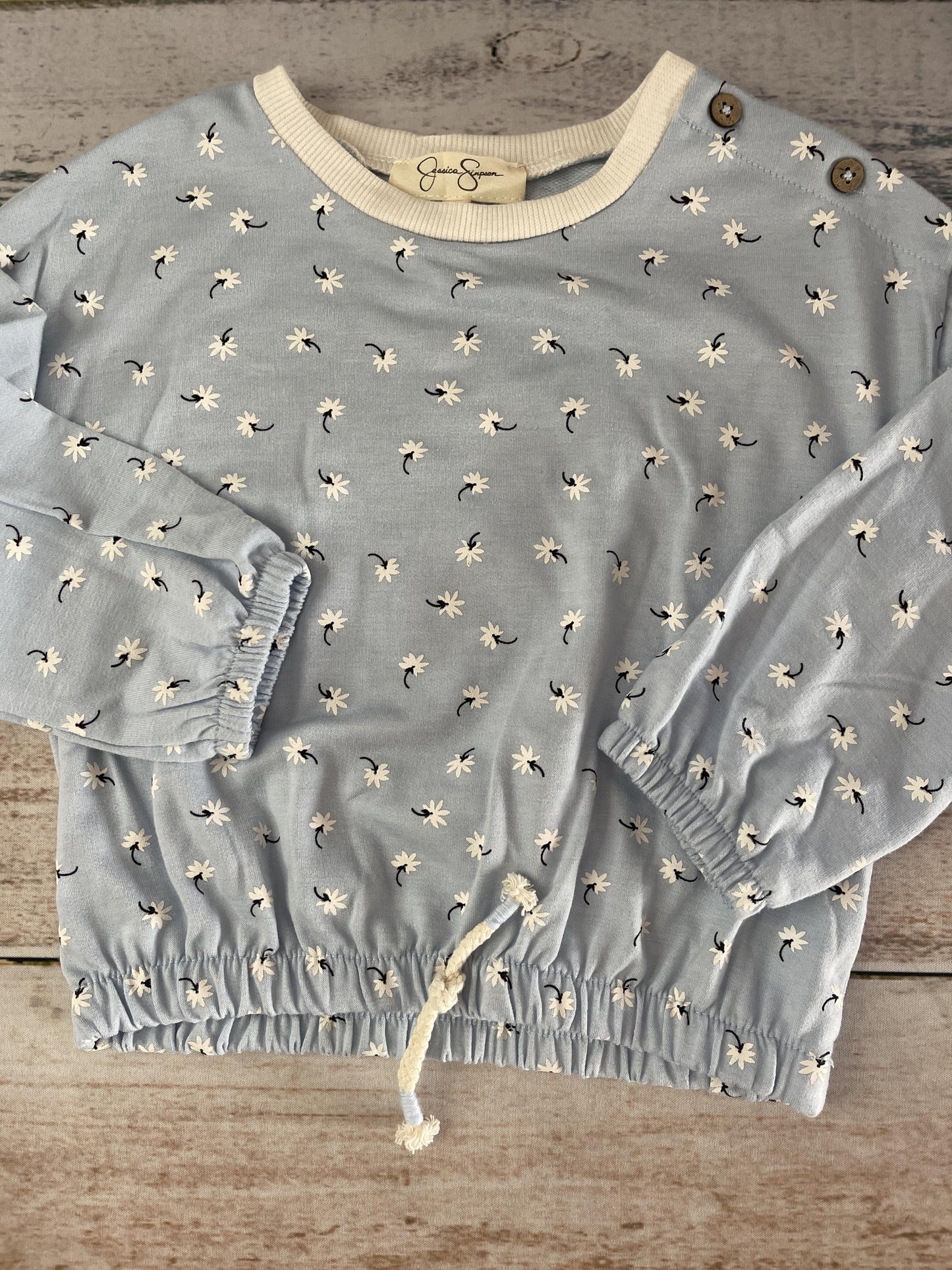 Jessica Simpson Unisex Light Blue | Pink floral Long Sleeve T-Shirt Size: 18-24 months Light Blue | Pink floral