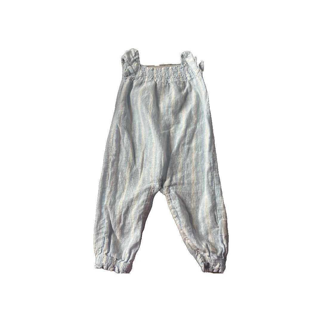 7 For All Mankind Girls Light Blue | Striped | White Romper Size: 12 months Light Blue | Striped | White