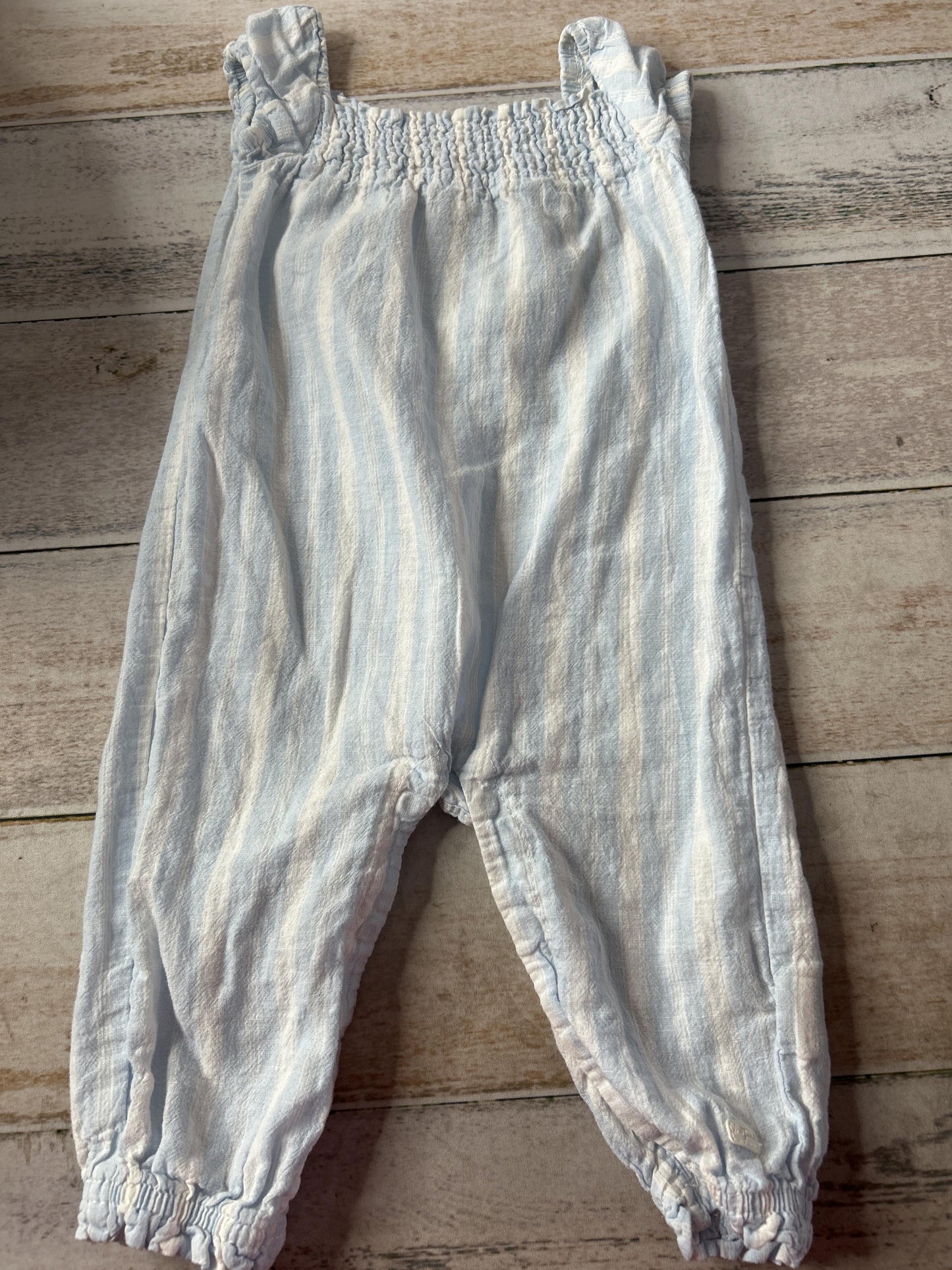 7 For All Mankind Girls Light Blue | Striped | White Romper Size: 12 months Light Blue | Striped | White
