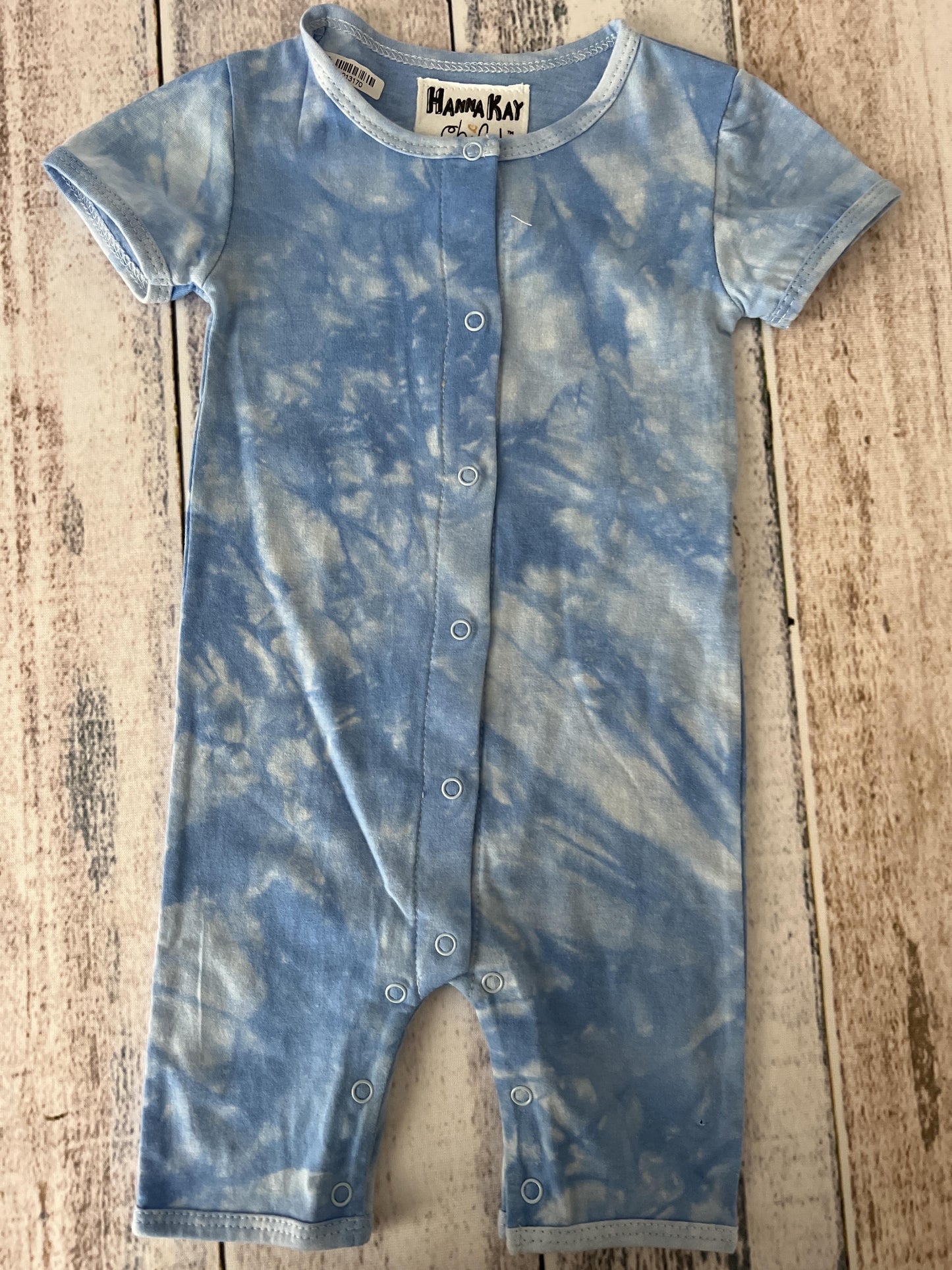 Hanna Kay Boys Light Blue | Tie Dye Romper Size: 9 months Light Blue | Tie Dye