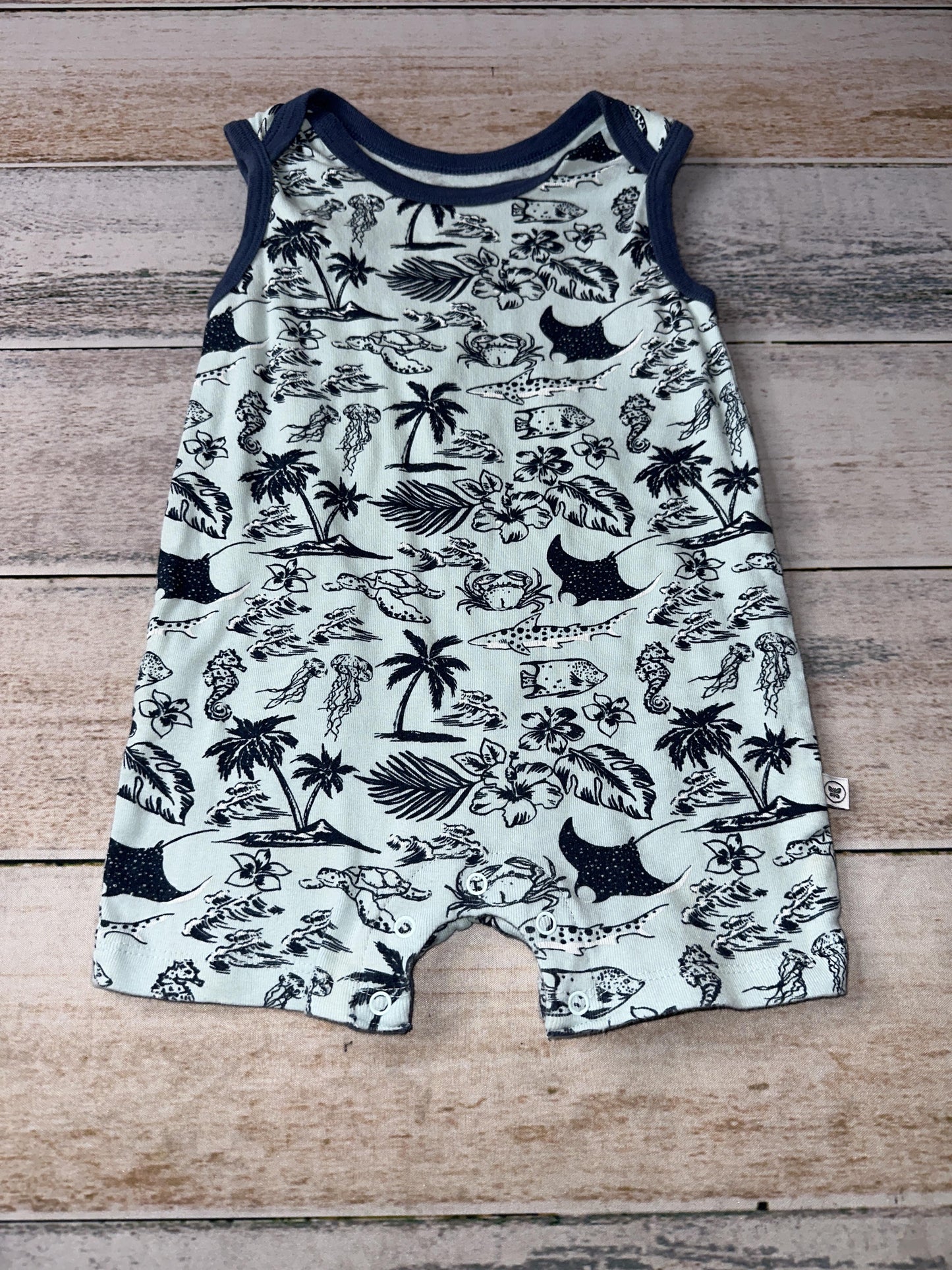 Honest co Boys Light Blue | Tropical Romper Size: 18 months Light Blue | Tropical