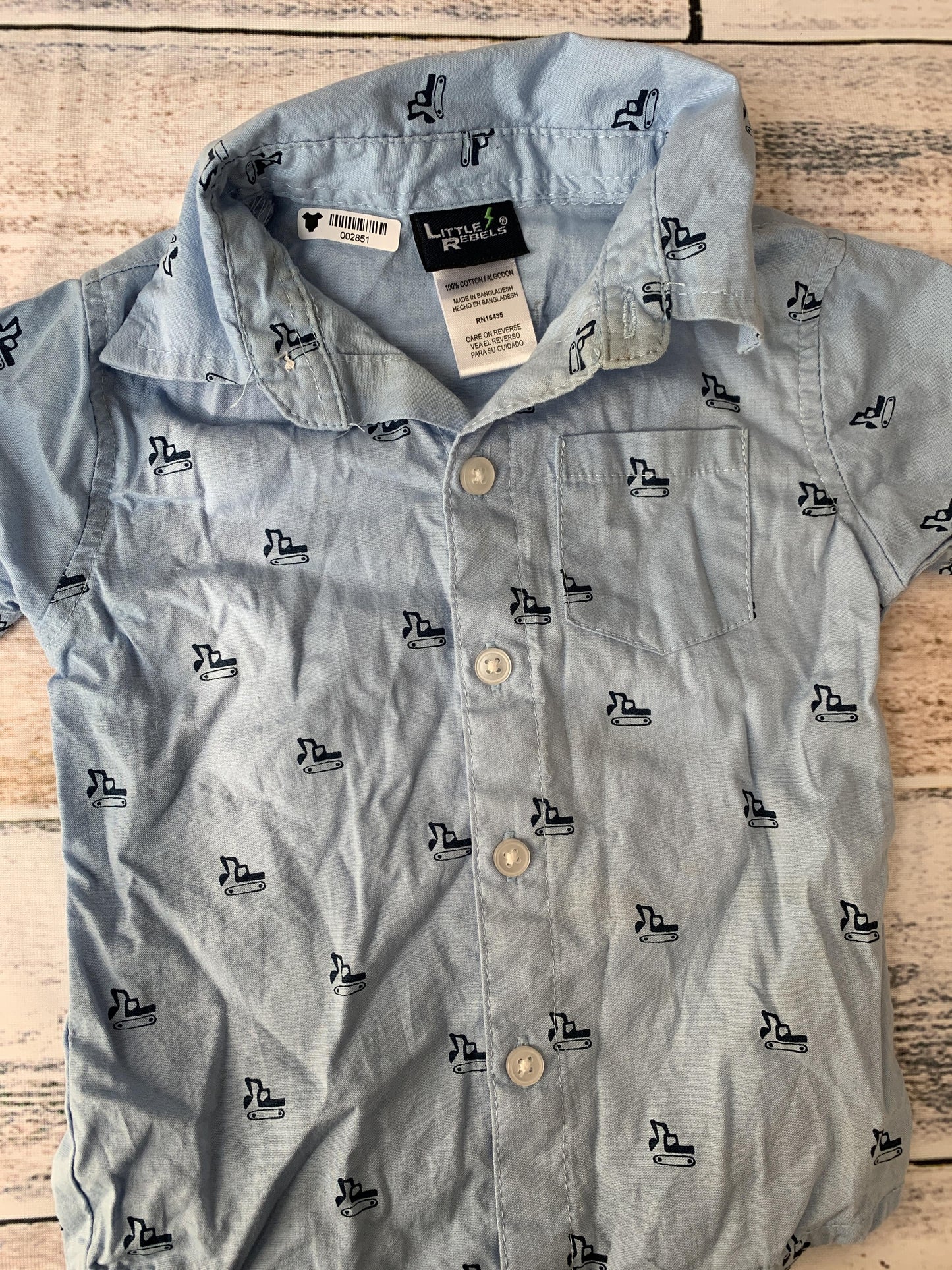 Little Rebels Boys Light Blue | Trucks Button Down Short Sleeve Size: 18 months Light Blue | Trucks