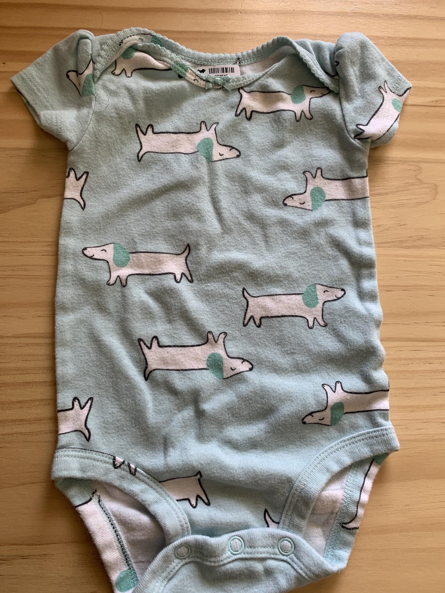 Girls Light Blue | White | dog Onesie Size: 6 months Light Blue | White | dog