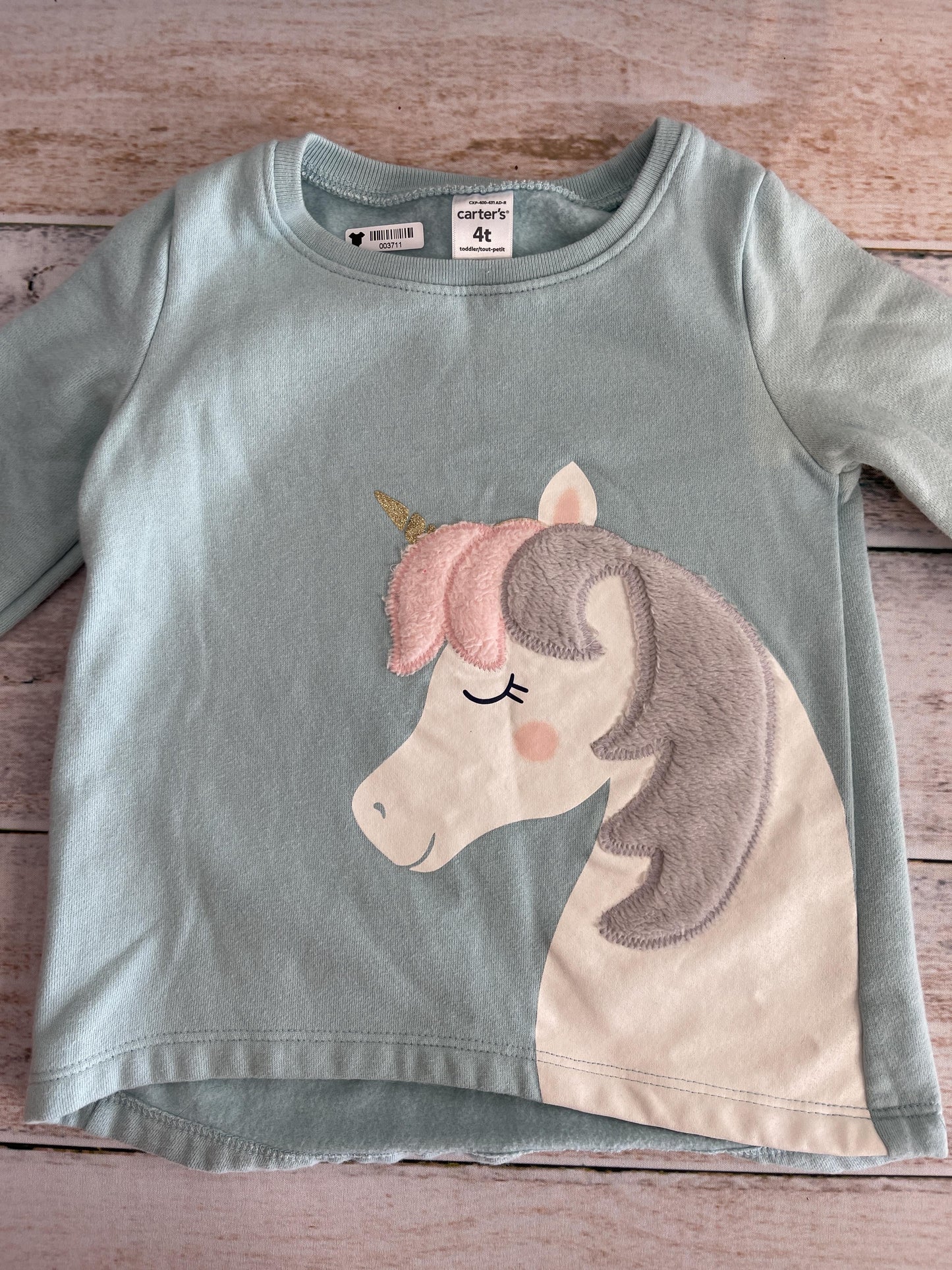 Carters Girls Light Blue | White | pink Sweater Size: 4T Light Blue | White | pink