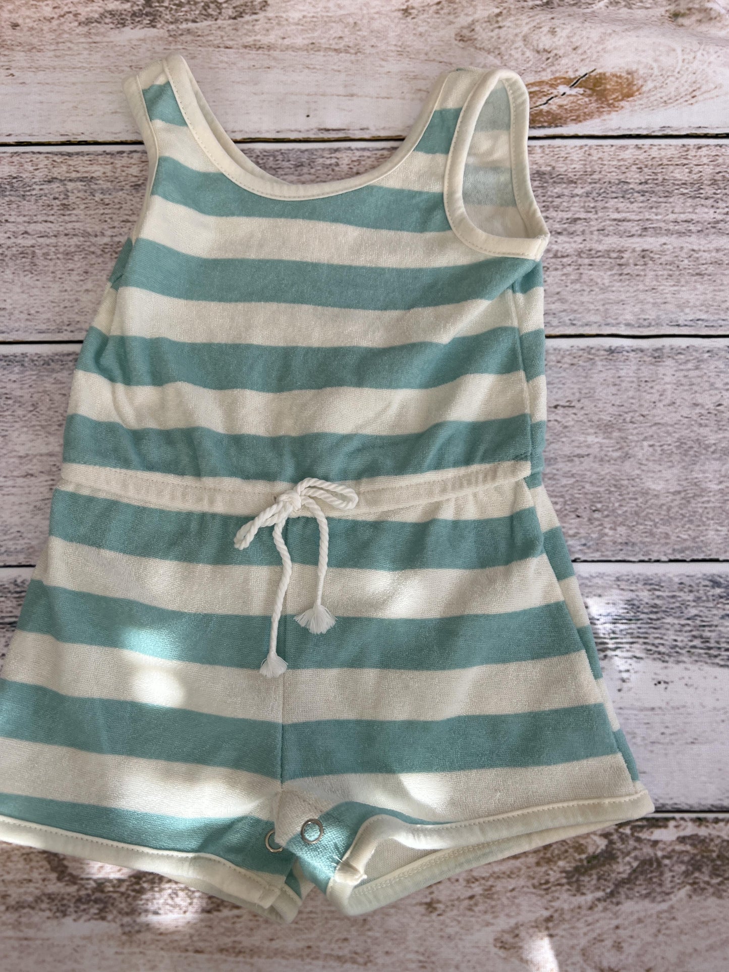 Grayson mini Unisex Light Blue | White | Stripe Romper Size: 18 months Light Blue | White | Stripe