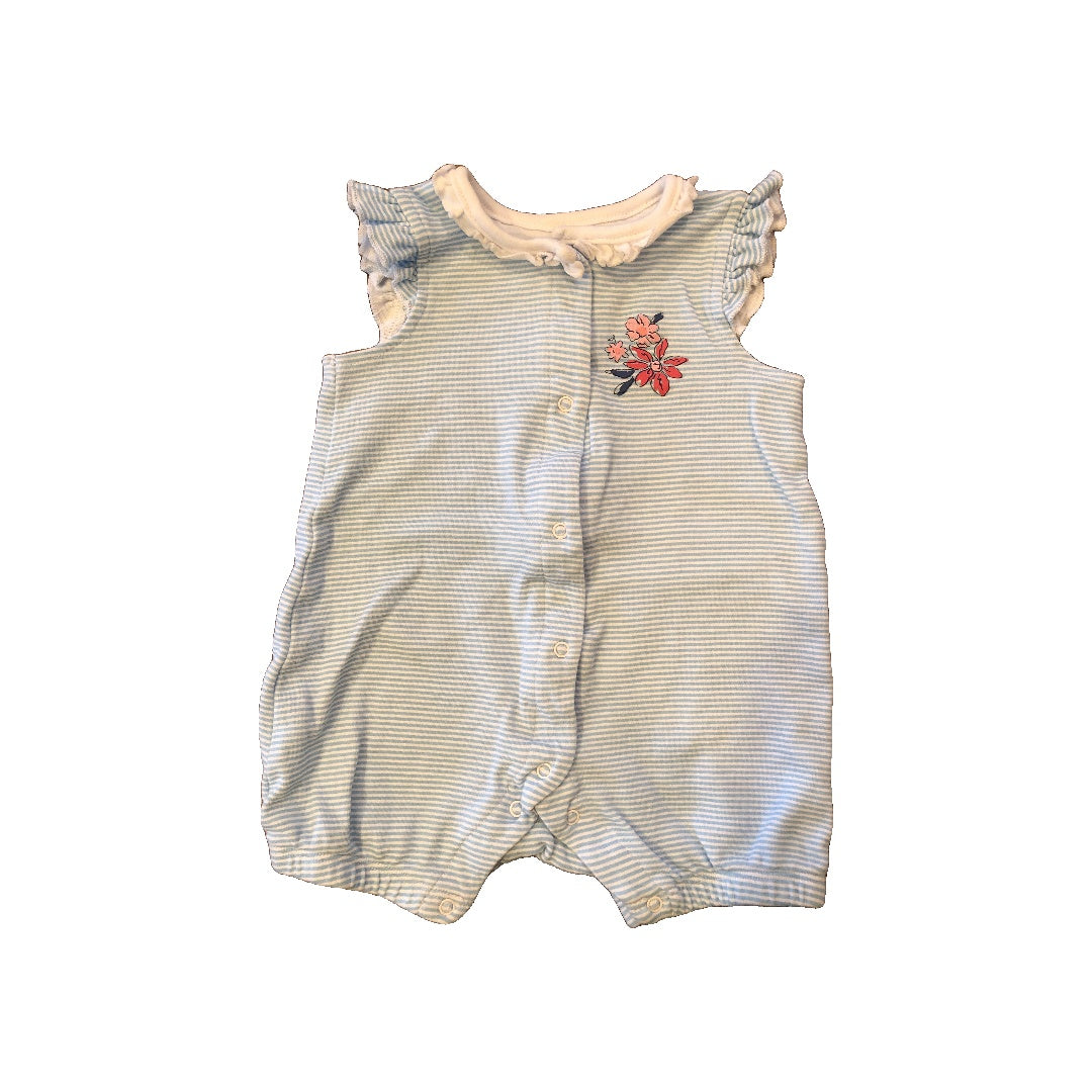 Little Me Girls Light Blue | White | Stripe Romper Size: 9 months Light Blue | White | Stripe