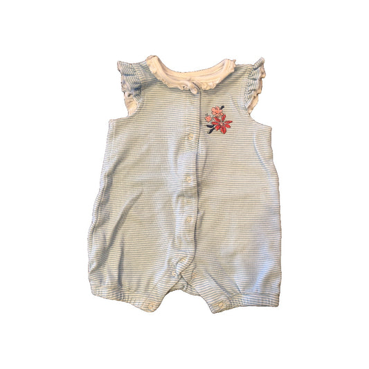 Little Me Girls Light Blue | White | Stripe Romper Size: 9 months Light Blue | White | Stripe
