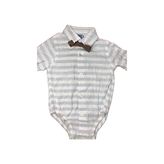 Little Lad Boys Light Blue | White | Striped Button Down Short Sleeve Size: 3-6 months Light Blue | White | Striped