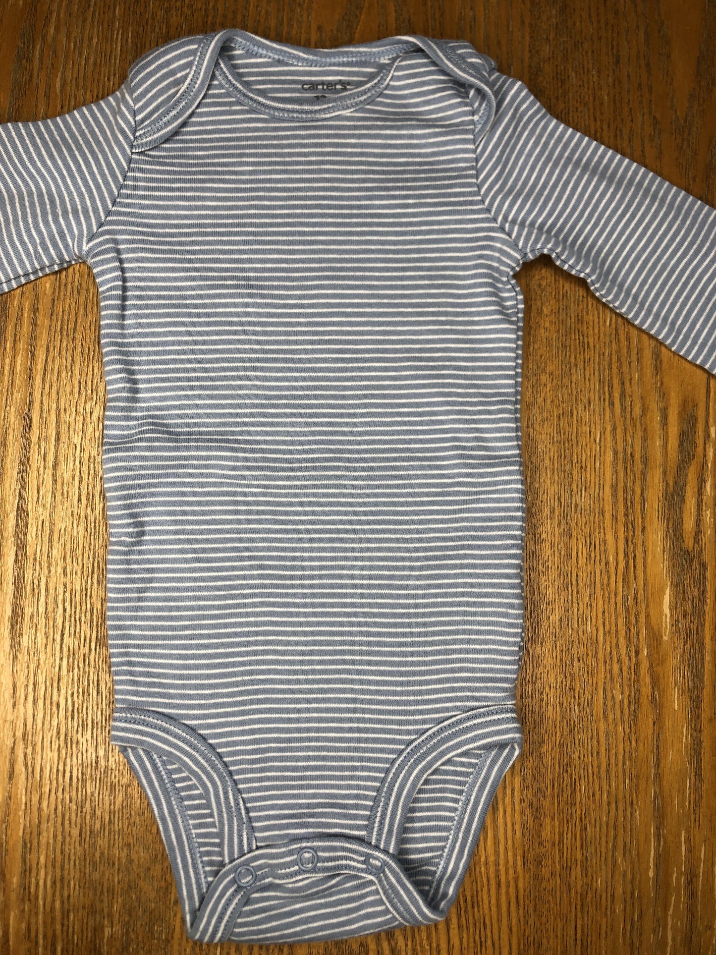 Carters Unisex Light Blue | White | Striped Onesie Size: 12 months Light Blue | White | Striped