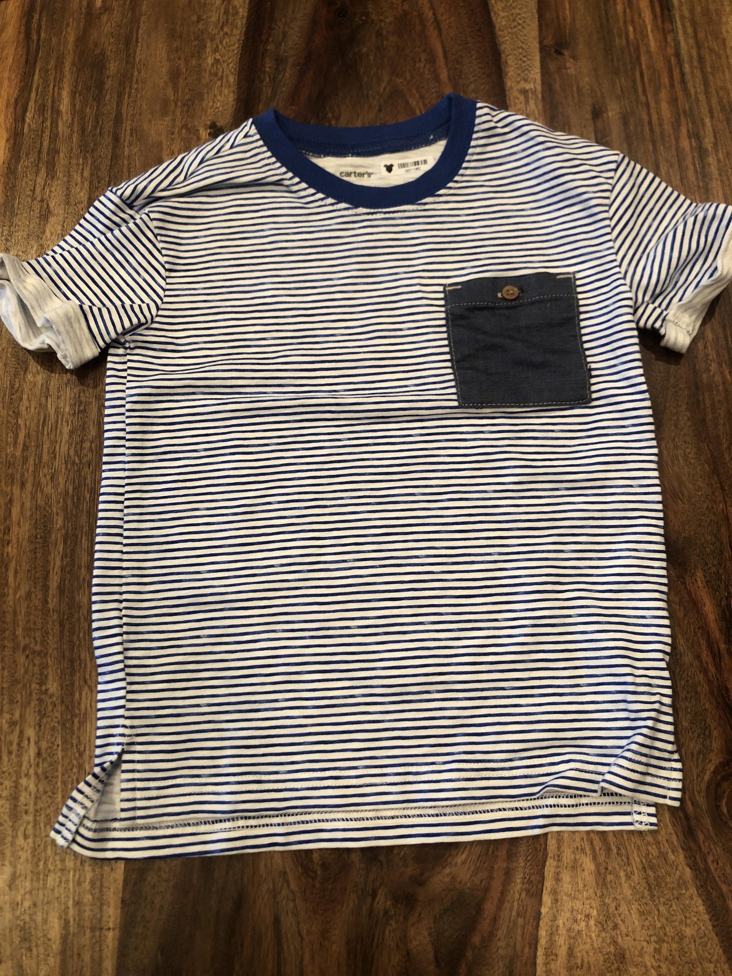 Carters Boys Light Blue | White | Striped T-Shirt Size: 2T Light Blue | White | Striped