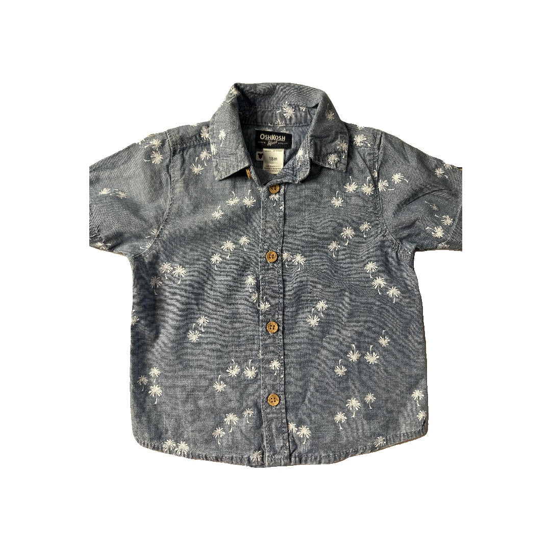 OshKosh Boys Light Blue | White Button Down Short Sleeve Size: 18 months Light Blue | White