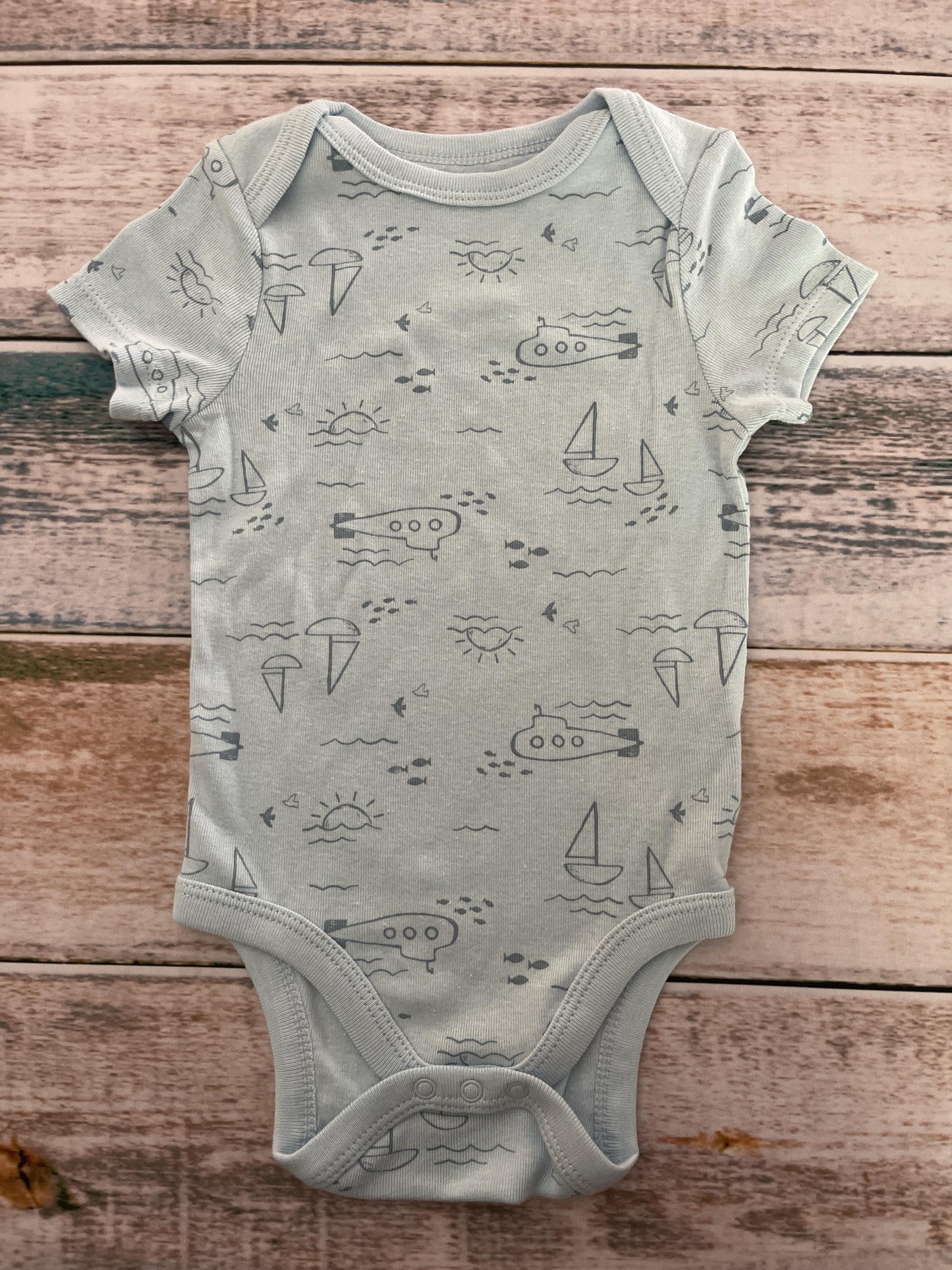 Cloud Island Unisex Light Blue Onesie Size: 6-9 months Light Blue