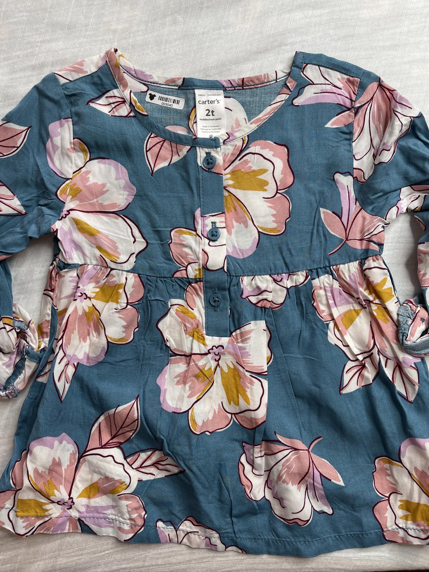 Carters Girls Light Blue Long Sleeve T-Shirt Size: 2T Light Blue