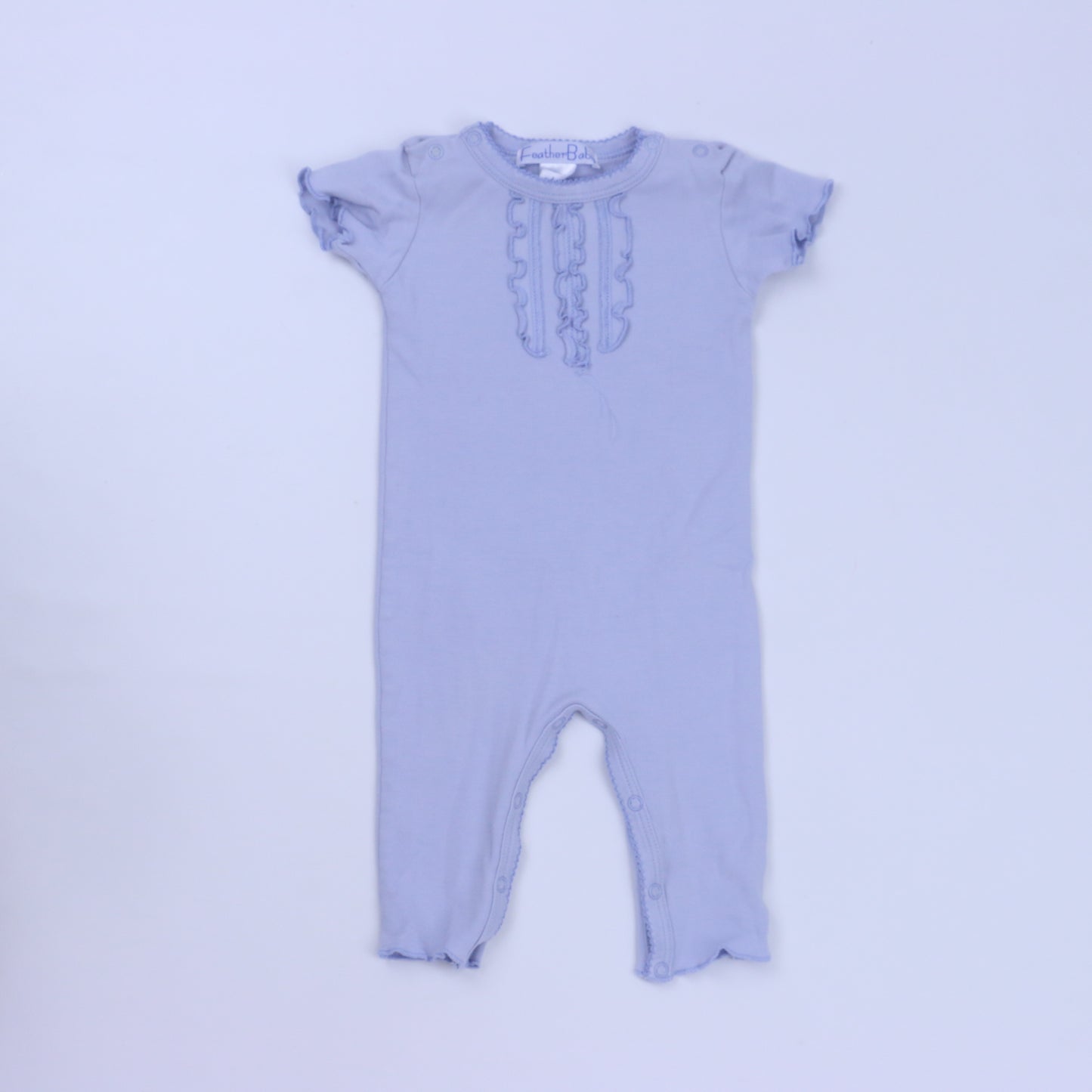 Feather Baby Girls Light Blue Romper Size: 3-6 Months Light Blue