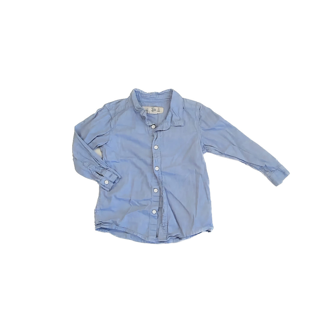 L.O.G.G. Boys Light Blue Button Down Long Sleeve Size: 18-24 Months Light Blue