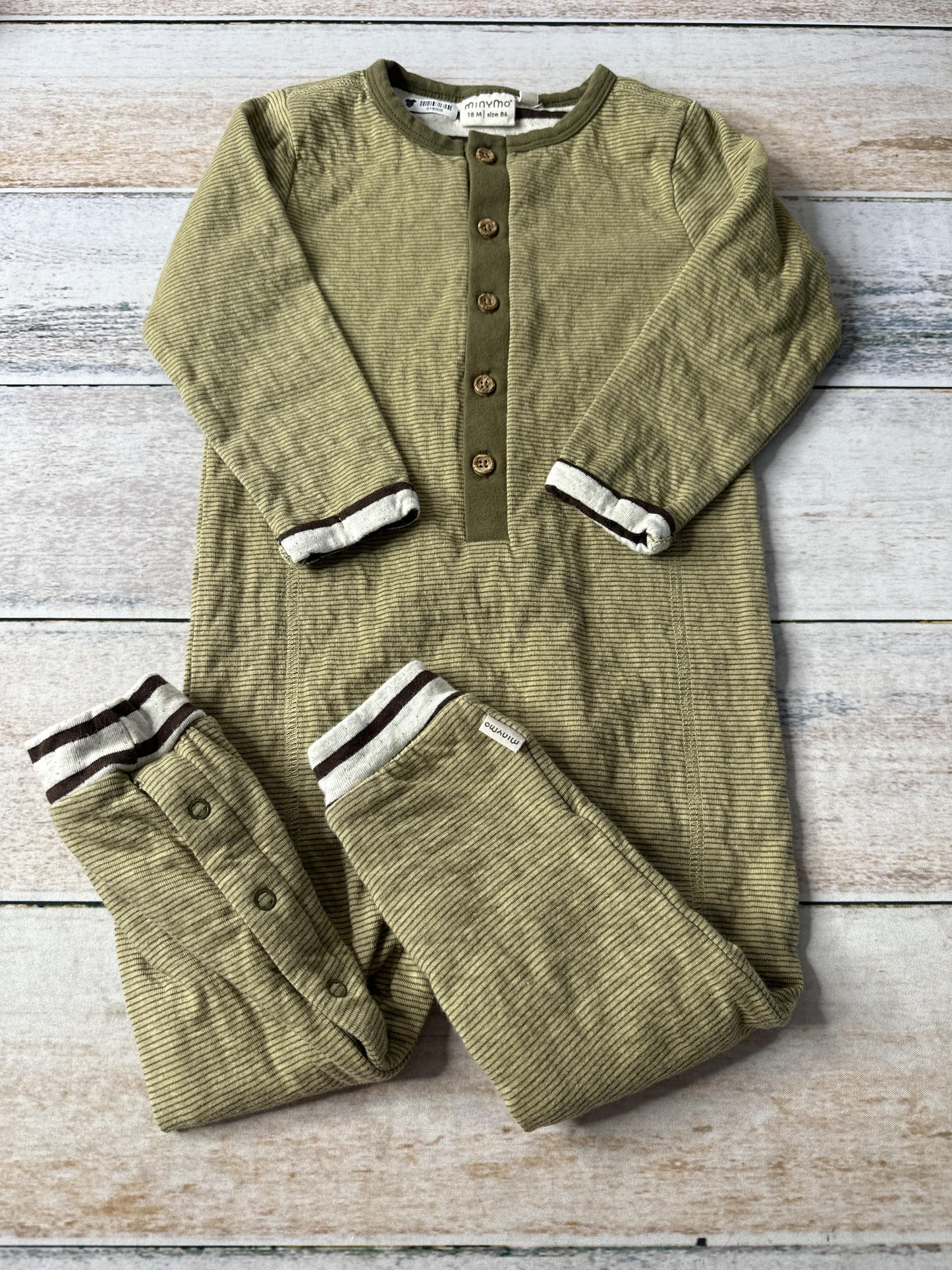 Minymo Boys light green | Brown Long Sleeve Outfit Size: 18 months light green | Brown