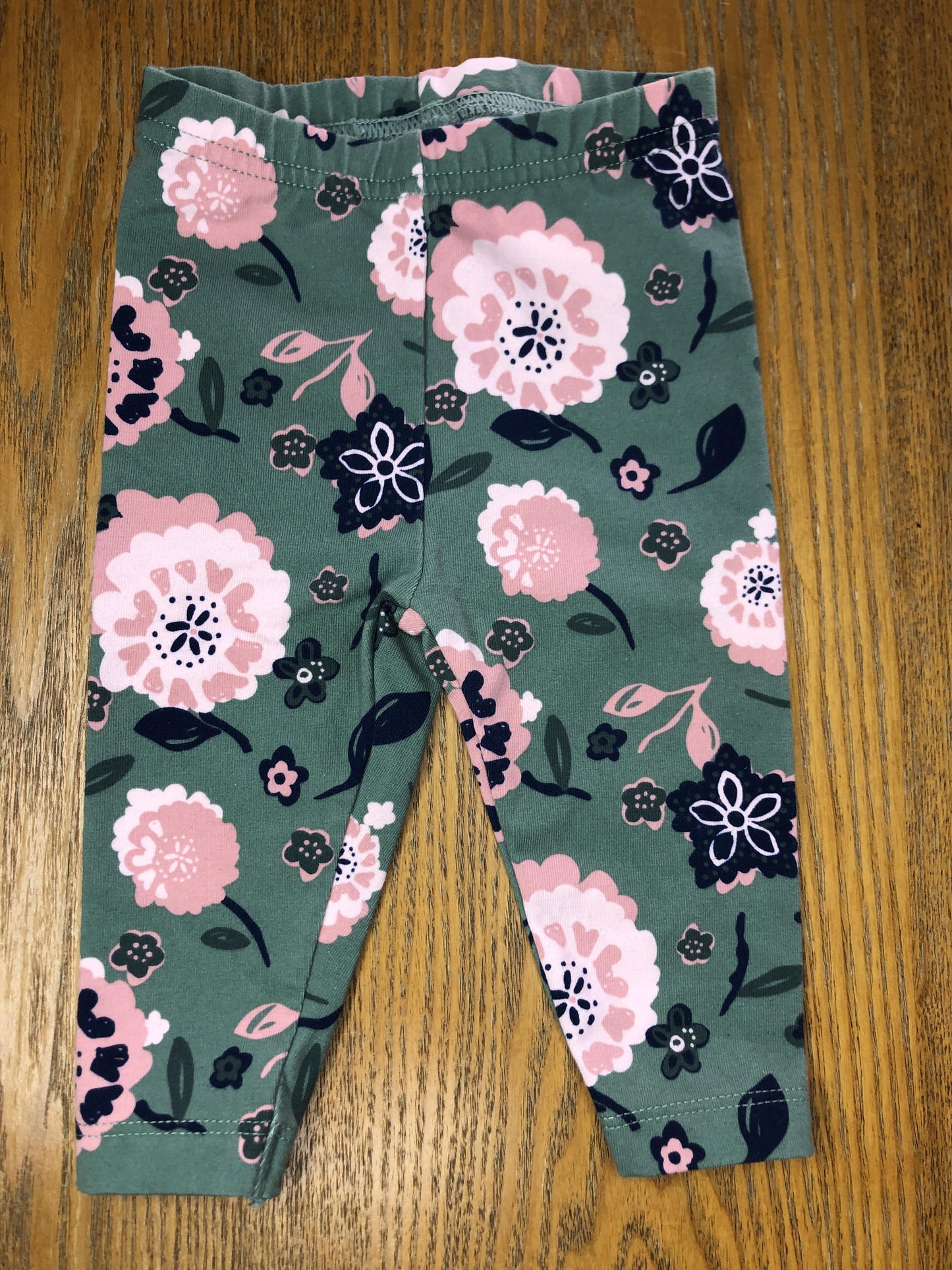 Carters Girls light green | Pink floral Pants Size: 6 months light green | Pink floral
