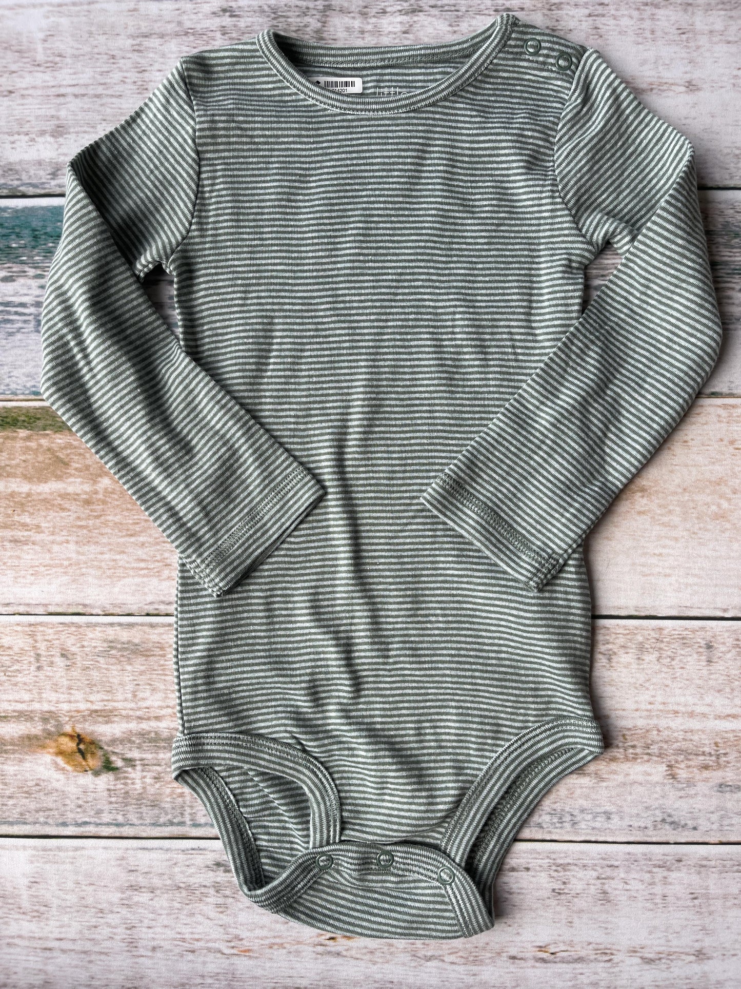 Little Planet Unisex light green | Stripe Onesie Size: 24 months light green | Stripe