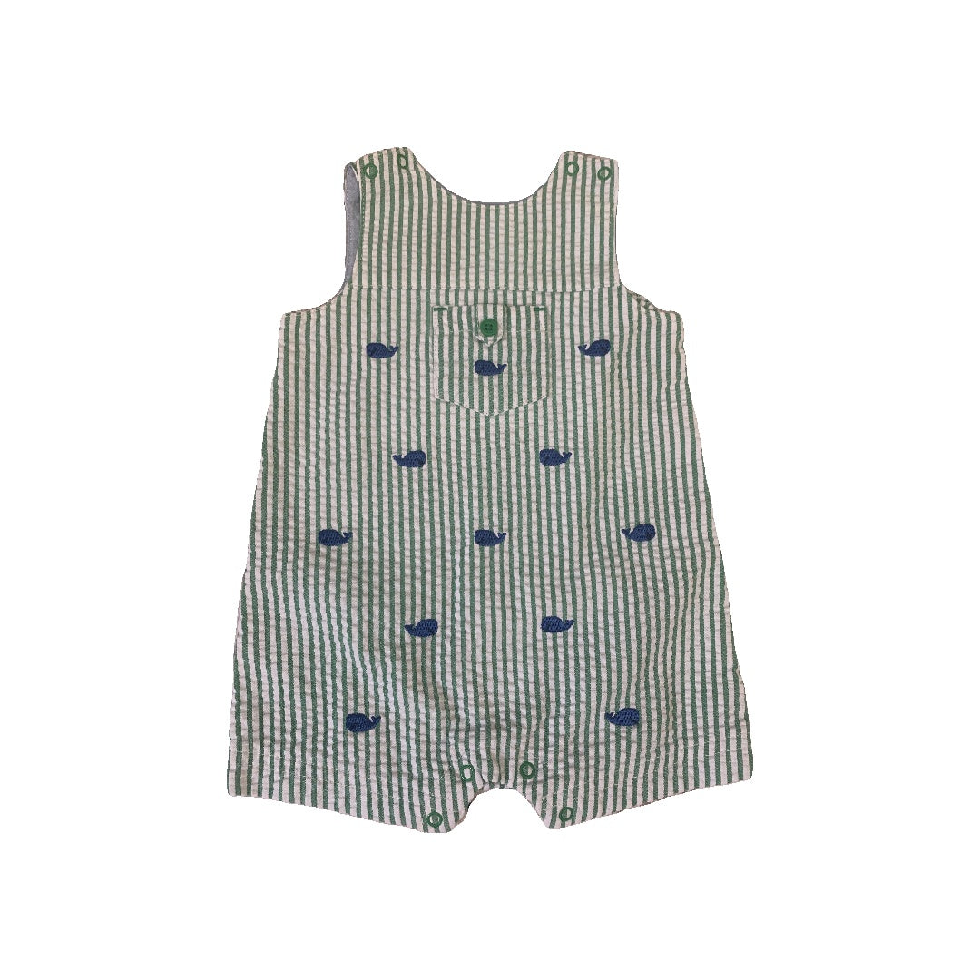 Little Me Girls light green | White | Stripe | whales Romper Size: 6 months light green | White | Stripe | whales