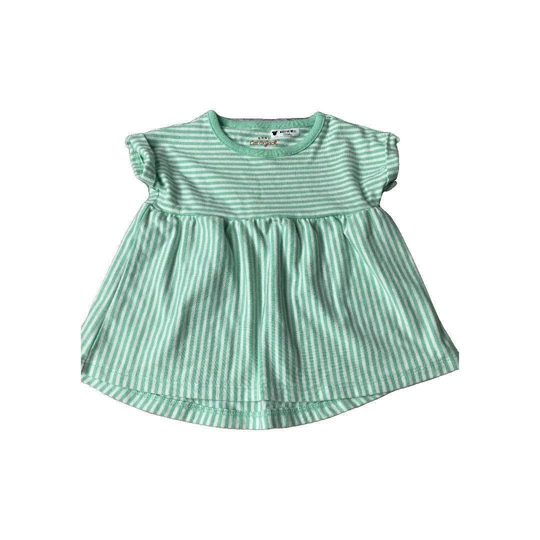 Cat & Jack Girls light green | Wool White | Striped T-Shirt Size: 3-6 months light green | Wool White | Striped