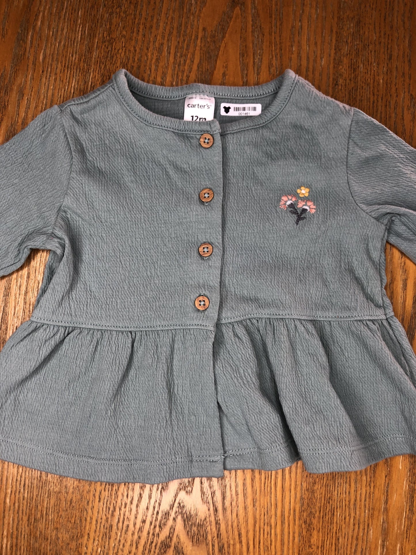 Carters Girls light green Long Sleeve T-Shirt Size: 12 months light green