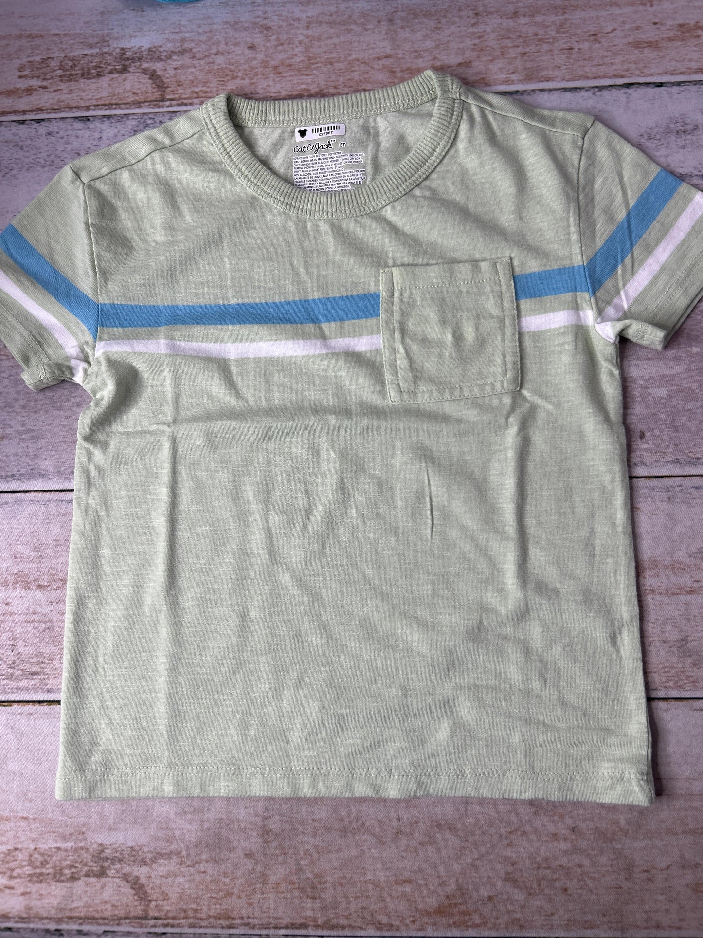 Cat & Jack Boys light green Short Sleeve Shirt Size: 3T light green