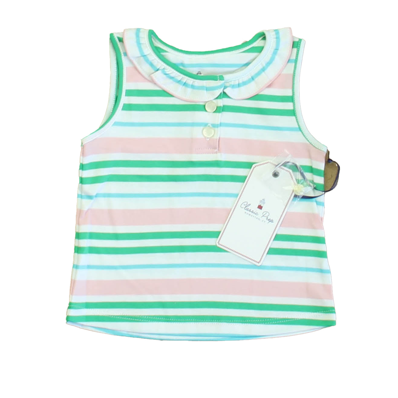 Classic Prep Girls Lilly's Pink Multistripe Polo Shirt Size: 12-18 Months Lilly's Pink Multistripe