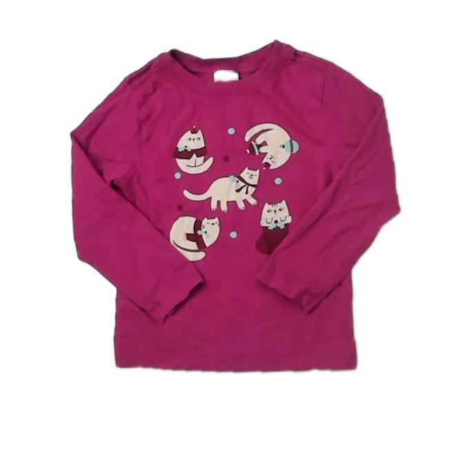 Hanna Andersson Girls Magenta Cats Long Sleeve T-Shirt Size: 4T Magenta Cats