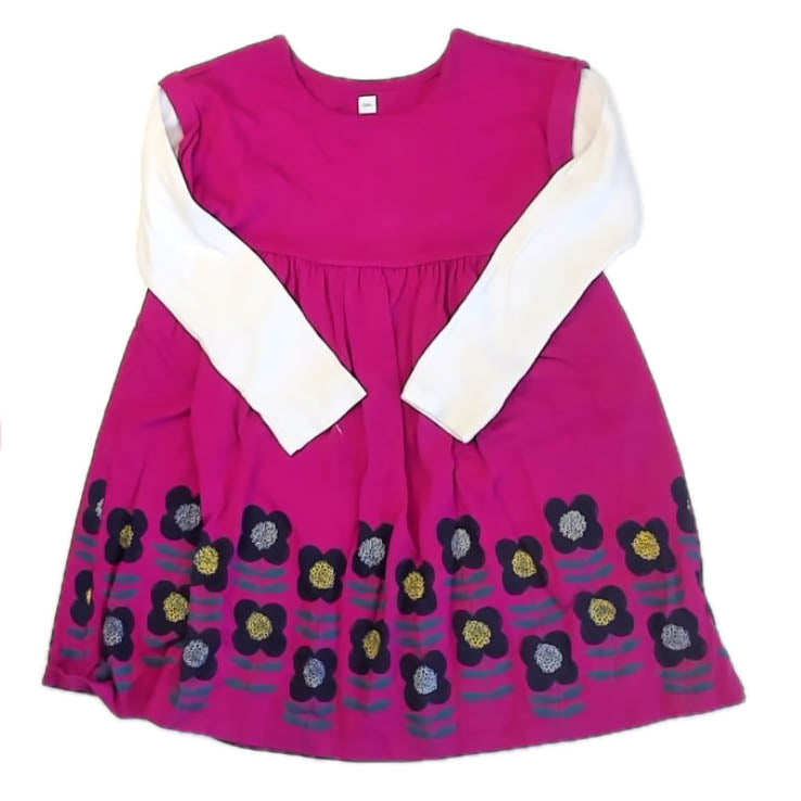 Tea Girls Magenta Floral Dress Size: 5T Magenta Floral