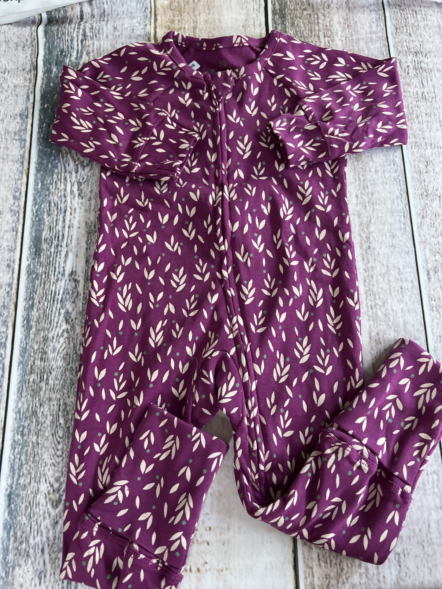 Oliver & Rain Girls Magenta | Flowers Long Sleeve Outfit Size: 6 months Magenta | Flowers