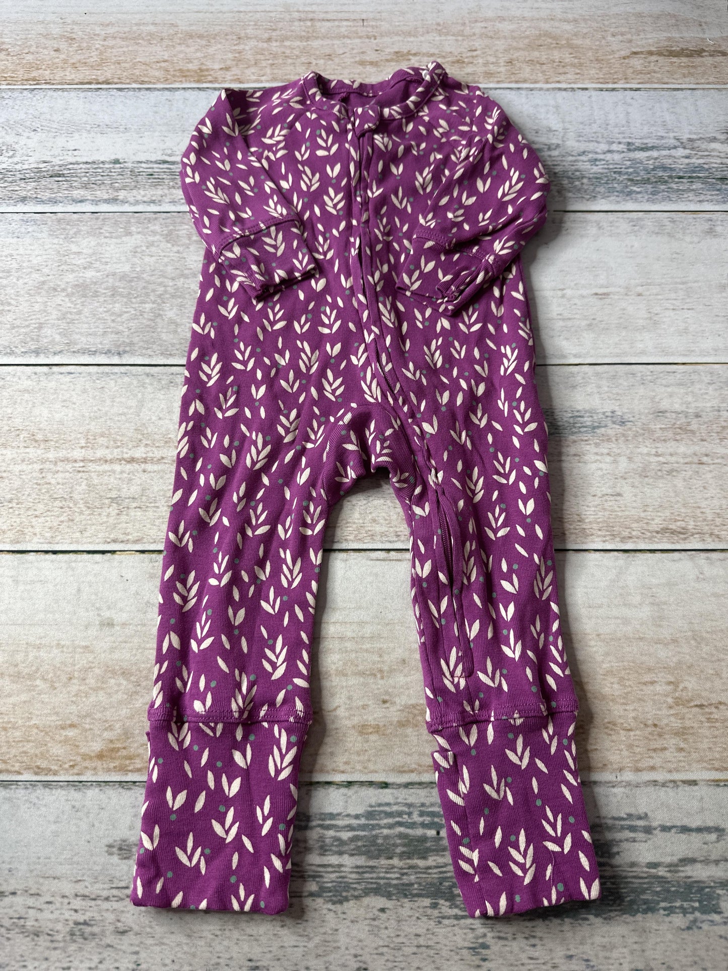 Oliver & Rain Girls Magenta | Flowers Long Sleeve Outfit Size: 3 months Magenta | Flowers