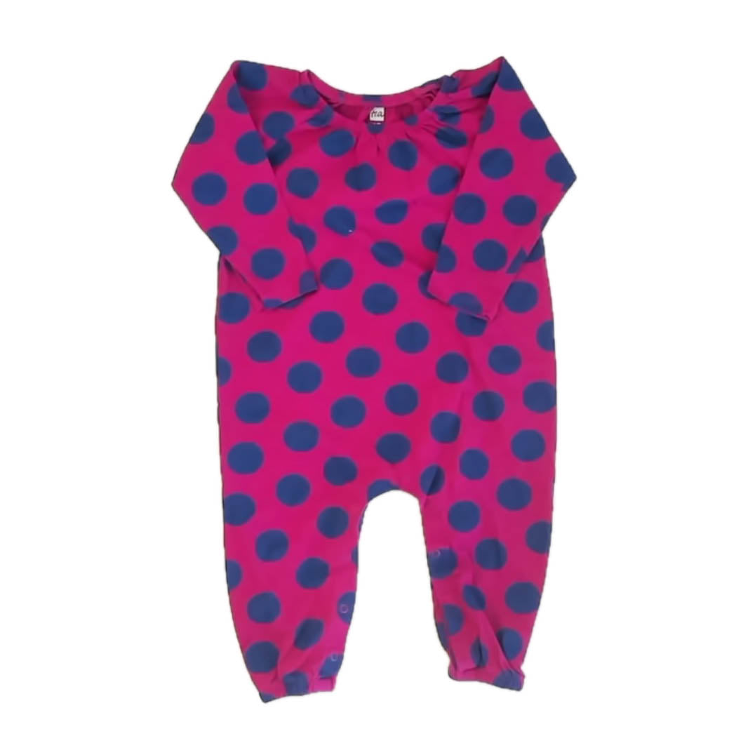 Tea Collection Girls Magenta Polka Dots Long Sleeve Outfit Size: 9-12 Months Magenta Polka Dots