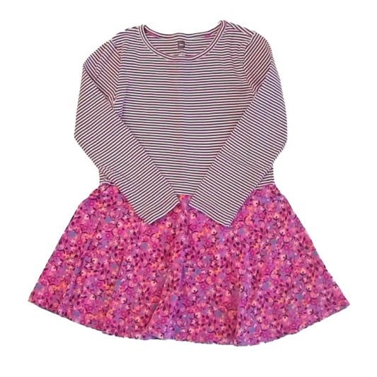 Tea Collection Girls Magenta Stripe | Floral Dress Size: 5T Magenta Stripe | Floral