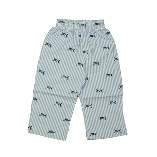 Classic Prep Girls Marlins on Blue Seersucker Corduroy Pants Size: 12-24 Months Marlins on Blue Seersucker