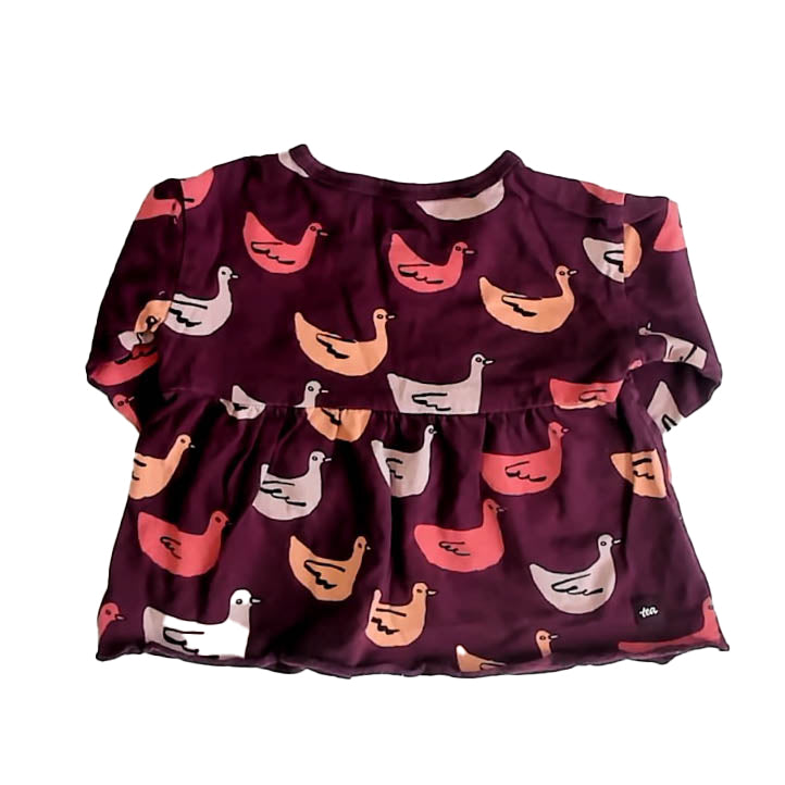 Tea Collection Girls Maroon Ducks Long Sleeve Shirt Size: 9-12 Months Maroon Ducks
