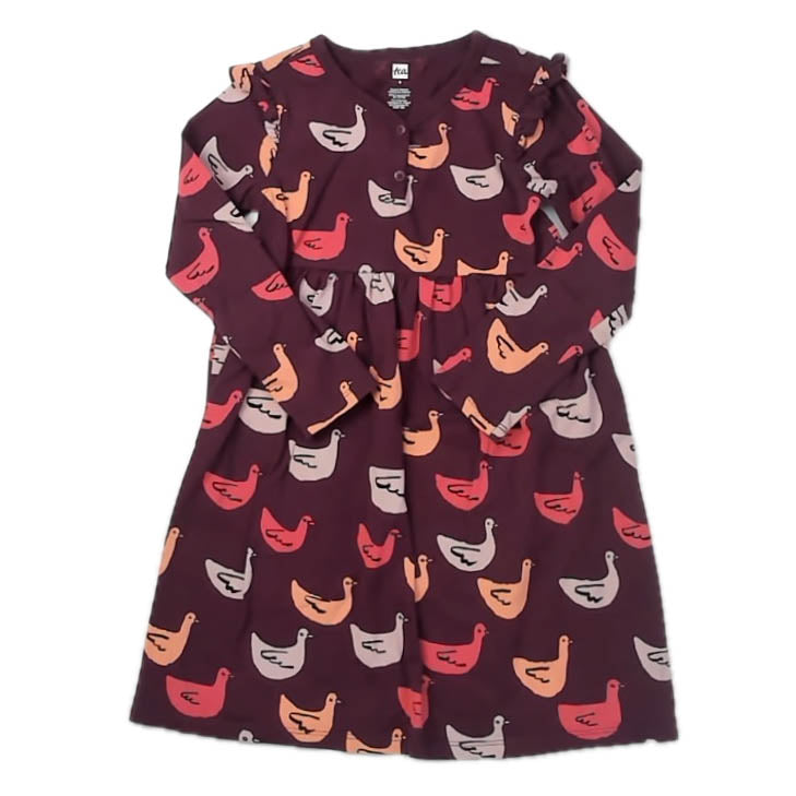 Tea Collection Girls Maroon Ducks Dress Size: 5T Maroon Ducks