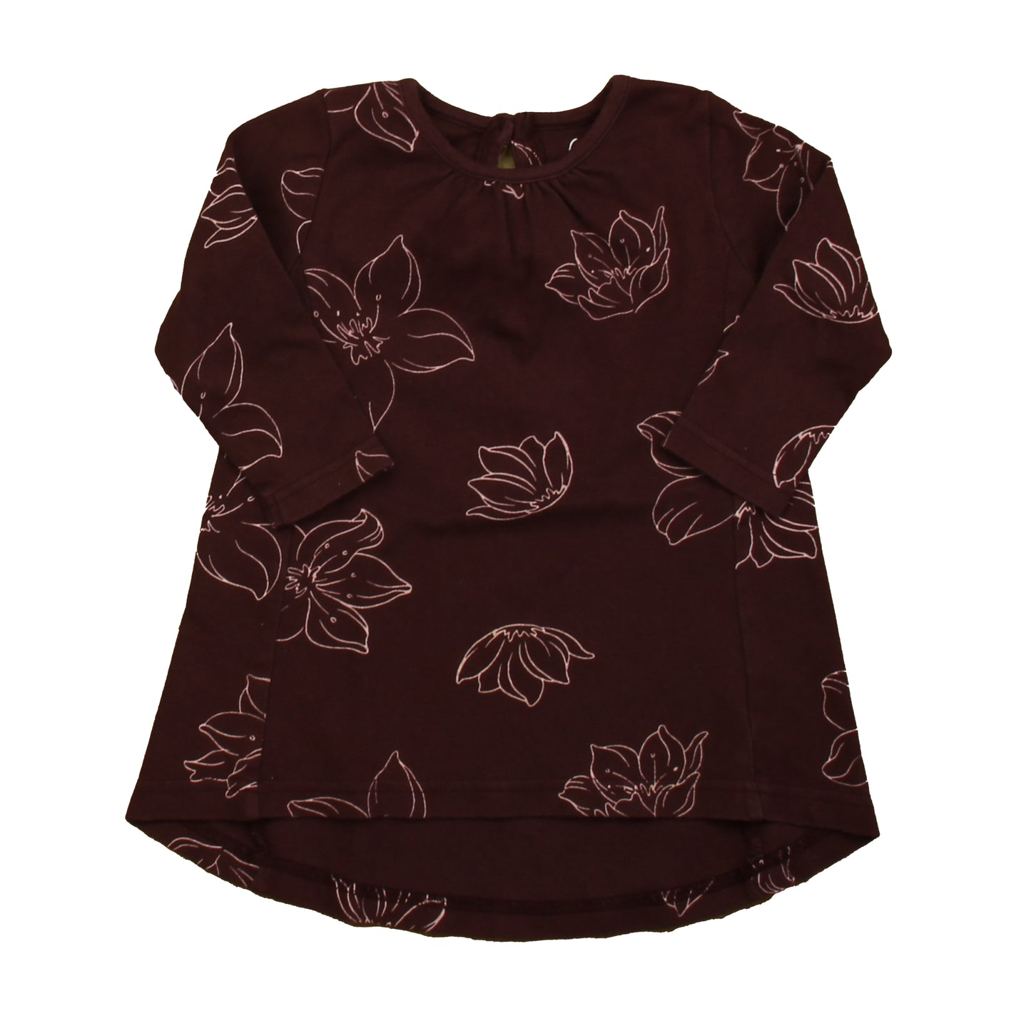 City Mouse Girls Maroon Floral Dress Size: 12-18 Months Maroon Floral