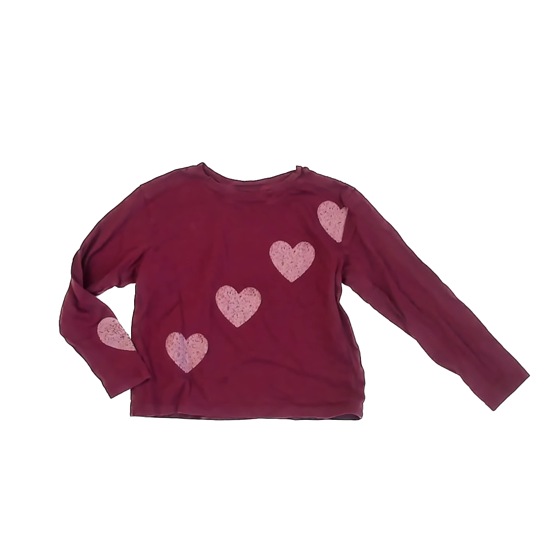 Gap Girls Maroon | Heart Long Sleeve T-Shirt Size: S (6-7) Maroon | Heart