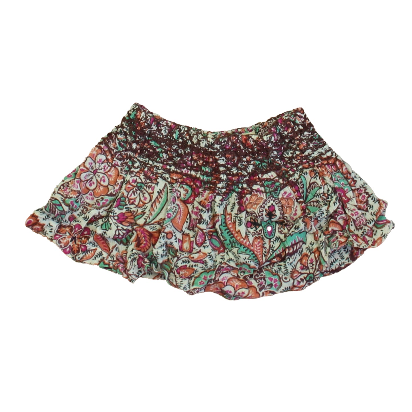 Tea Girls Maroon | Ivory | Aqua Floral Skirt Size: 2-3T Maroon | Ivory | Aqua Floral