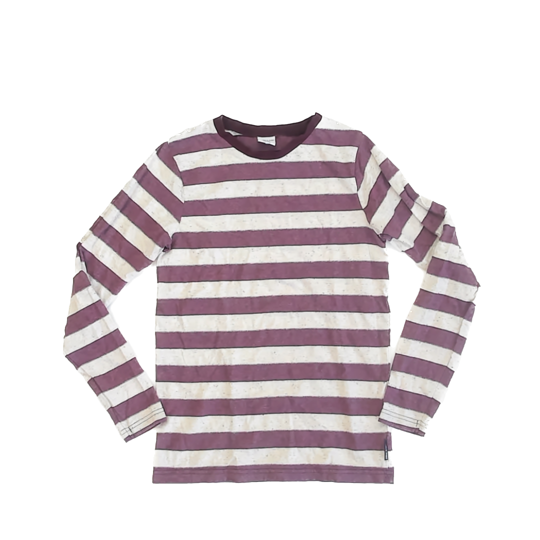 Polarn O Pyret Boys Maroon | Ivory Striped Tank Top Size: 8-10 Years Maroon | Ivory Striped