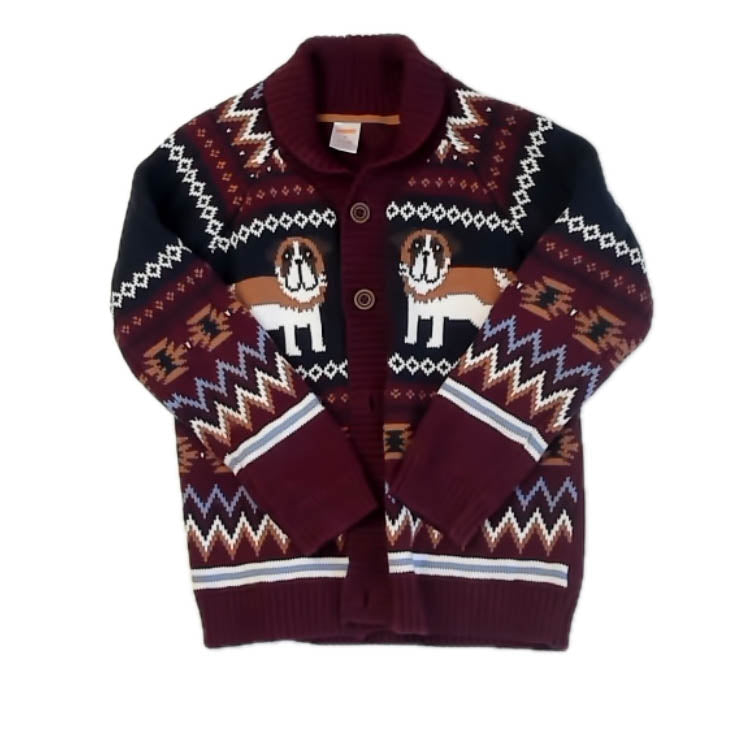 Gymboree Boys Maroon | Navy Dogs Cardigan Size: 8 Years Maroon | Navy Dogs