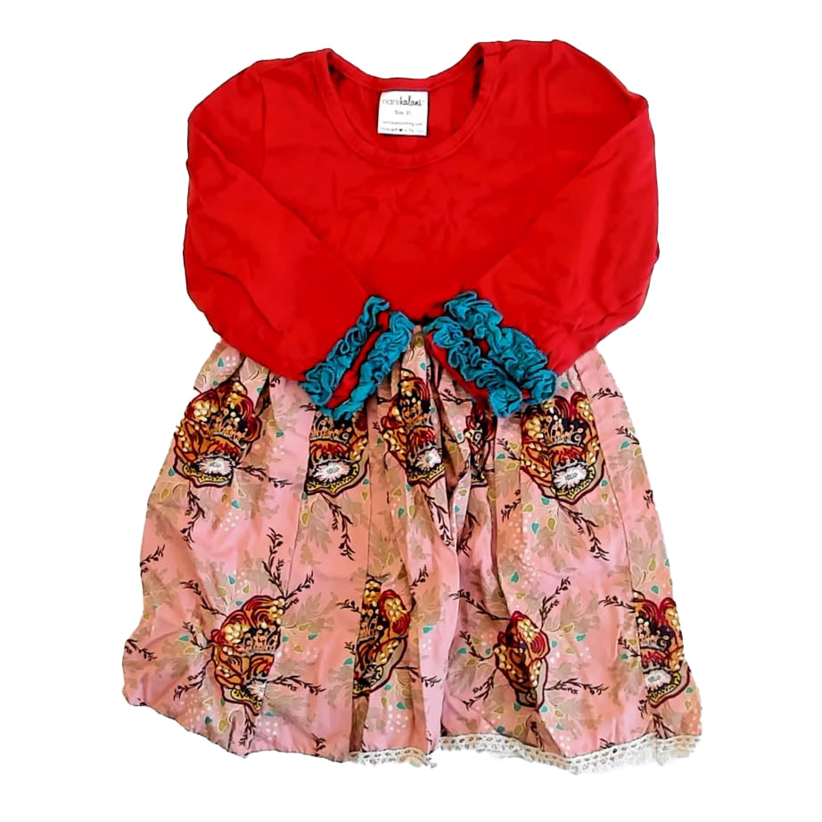 Nanikalani Girls Maroon | Pink Dress Size: 3T Maroon | Pink