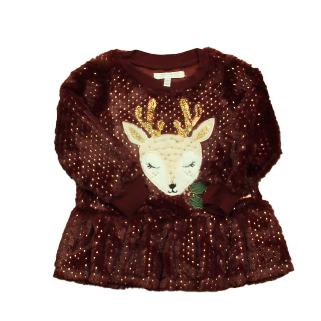 Tahari Girls Maroon Reindeer Sweatshirt Size: 2T Maroon Reindeer