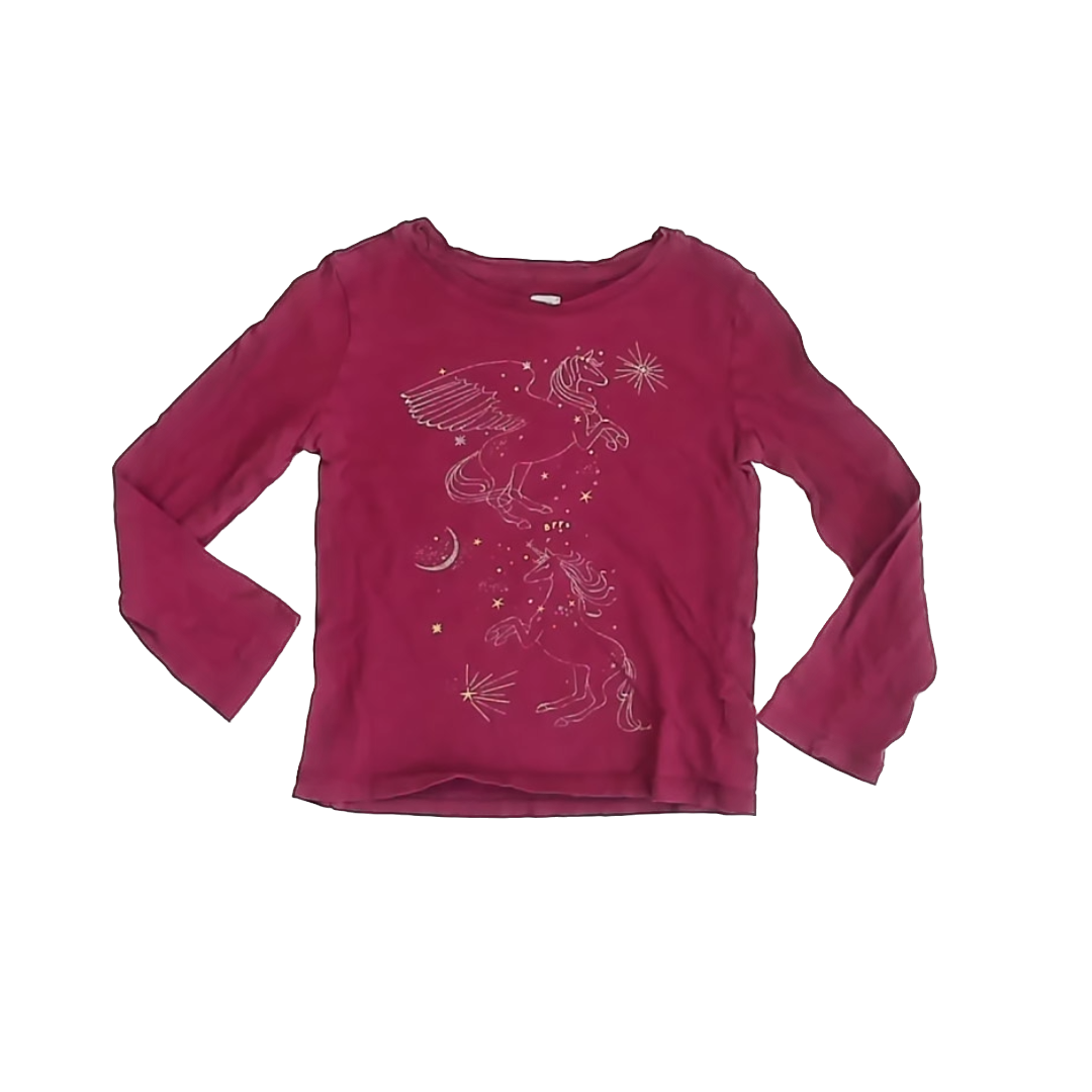 Gap Girls Maroon Unicorns Long Sleeve T-Shirt Size: 6-7 Years Maroon Unicorns
