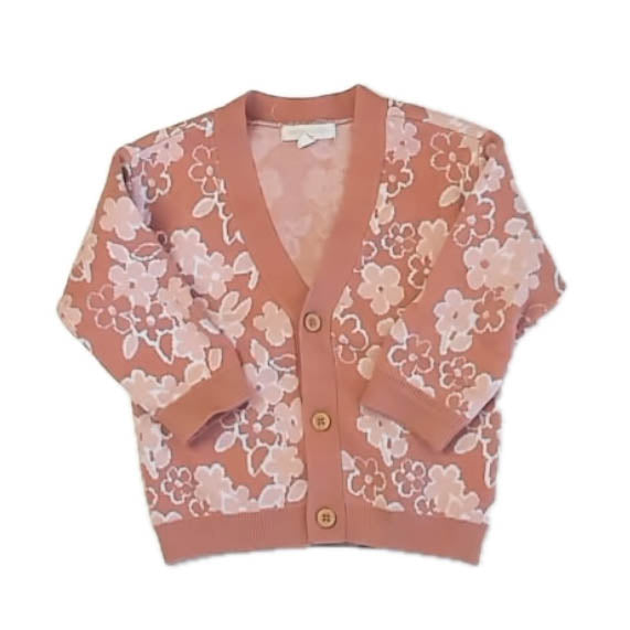 Grayson Threads Girls Mauve Floral Cardigan Size: 12 Months Mauve Floral