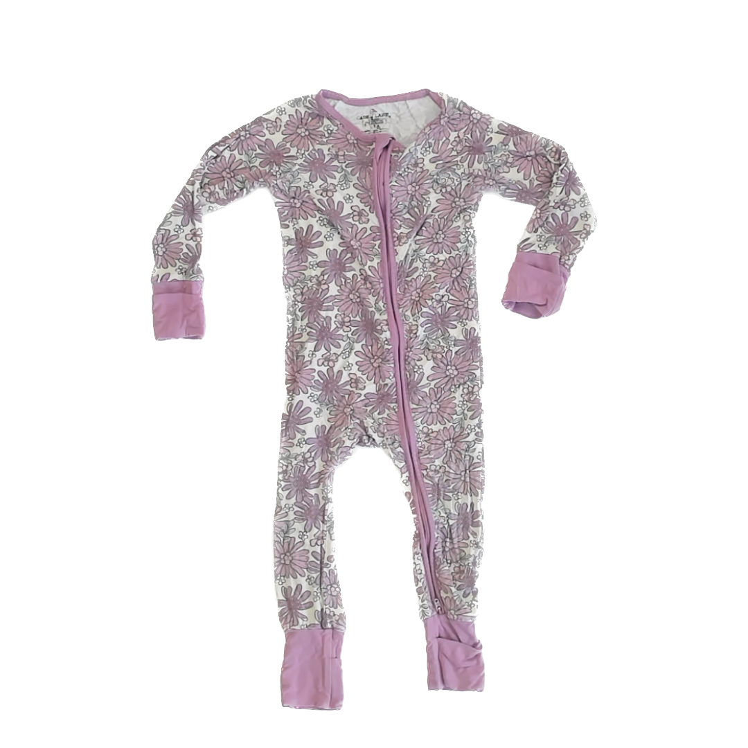 Caden Lane Girls Mauve Floral 1-piece Non-footed Pajamas Size: 12-18 Months Mauve Floral