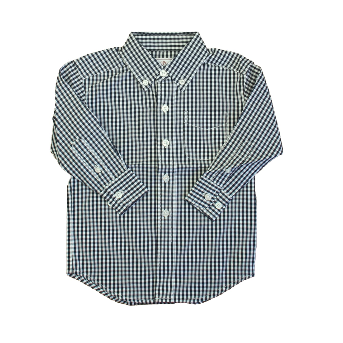 Classic Prep Boys Medieval Blue Gingham Button Down Long Sleeve Size: 2-5T Medieval Blue Gingham