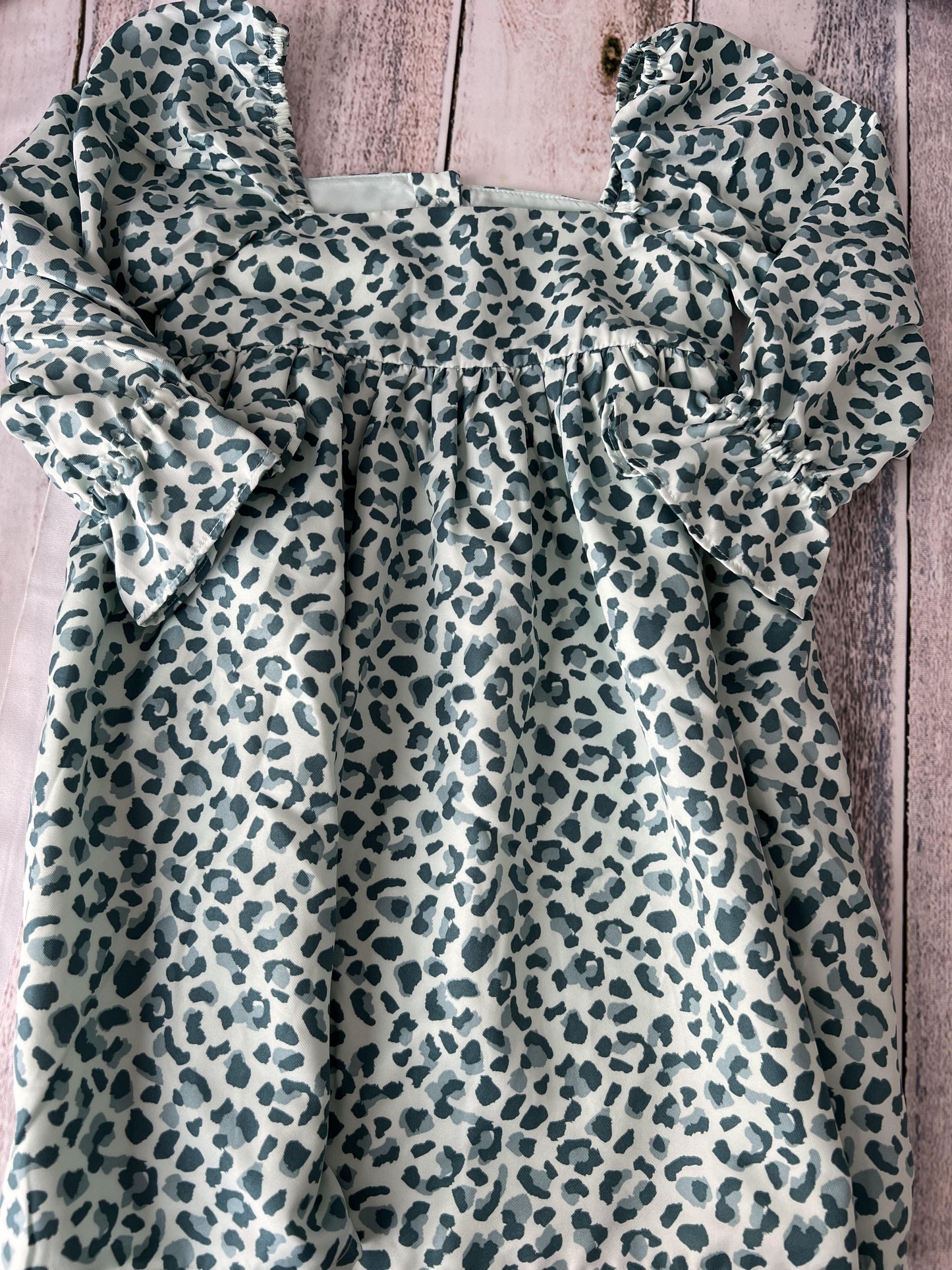 Janie and Jack Girls Mint | Forest Green | Leopard print Dress Size: 4T Mint | Forest Green | Leopard print